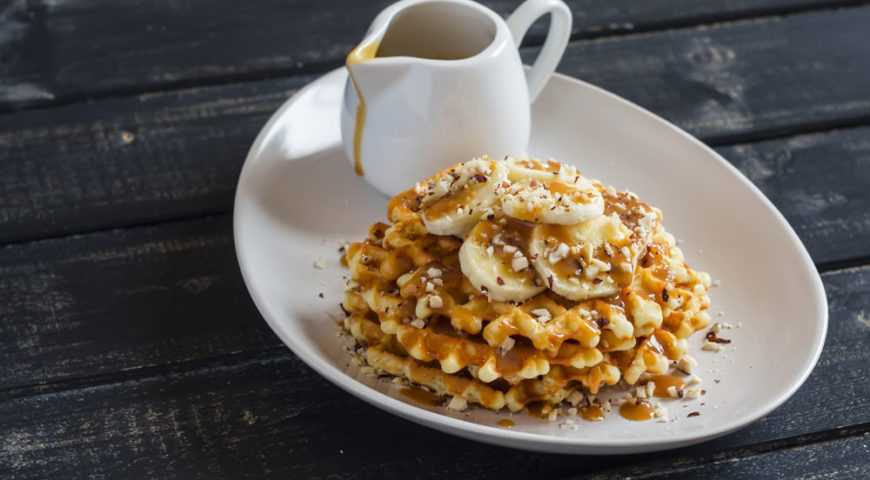 Banana Walnut Waffles